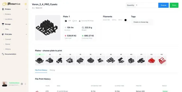 File detail with multiple printing plates and even materials